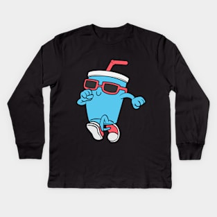 Mug with Drinking straw as Runner with Sunglasses Kids Long Sleeve T-Shirt